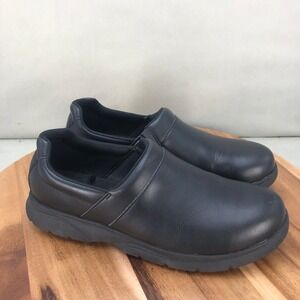 Wolverine Black Leather Slip On Soft Toe Work Shoes Slip Resistant Womens 10 M